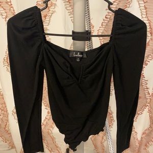 Lulus black square neck bodysuit